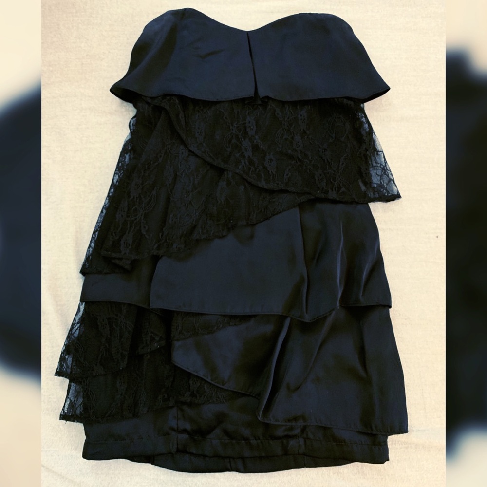 ASOS Ruffle Tier Satin & Lace Mini Cocktail Dress